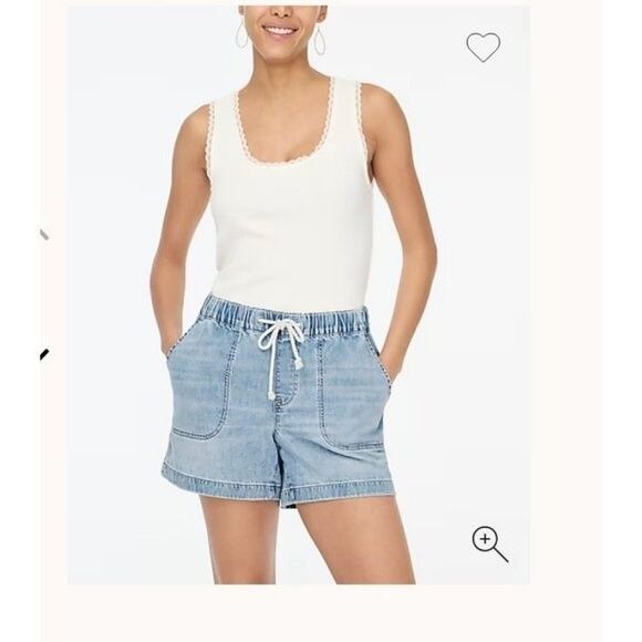 J.CREW Drawstring Denim Shorts 29 Seaboard Wash Light Blue Elastic Waist NWT B2 - Picture 1 of 5